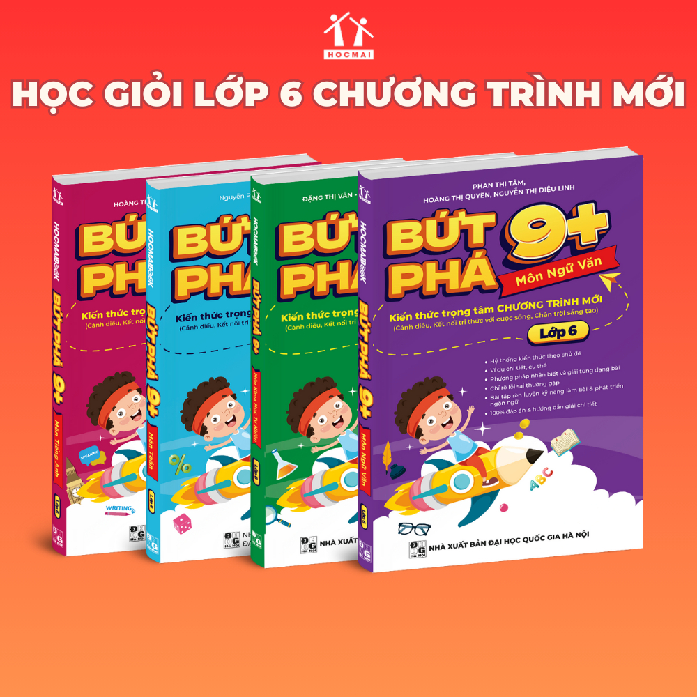 Ảnh Combo 4 sách Bứt phá 9+ lớp 6 môn Toán, Anh, Văn, KHTN - học giỏi chương trình mới, bội thu điểm 10 2