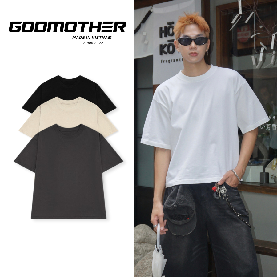 Áo Thun Trơn FORM BOXY GODMOTHER T-Shirt Boxy Chất Cotton 250gsm Thoáng ...