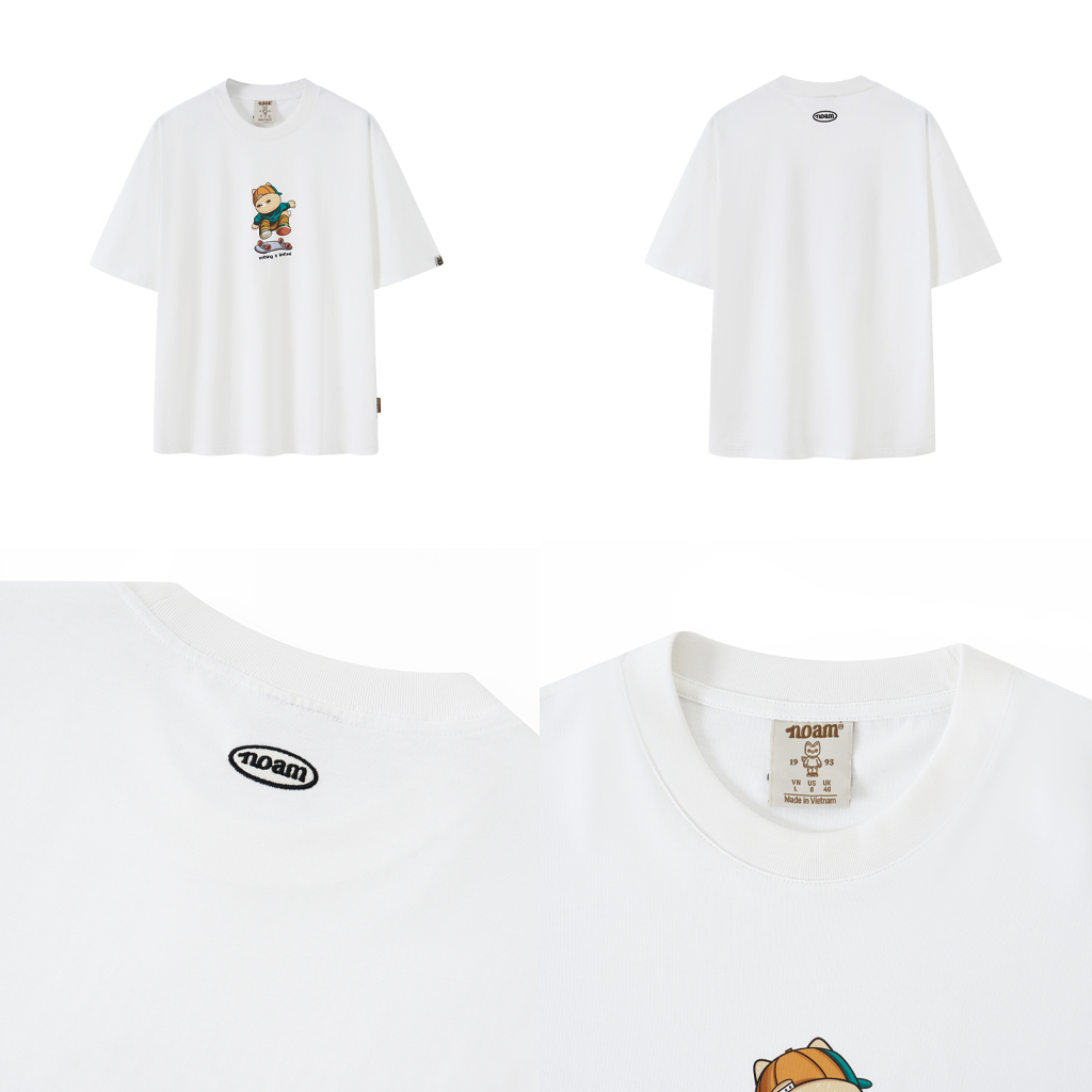 Ảnh Áo thun Form rộng NOAM Nafox Kickflip Unisex 100% Cotton - Màu đen/trắng/be 2