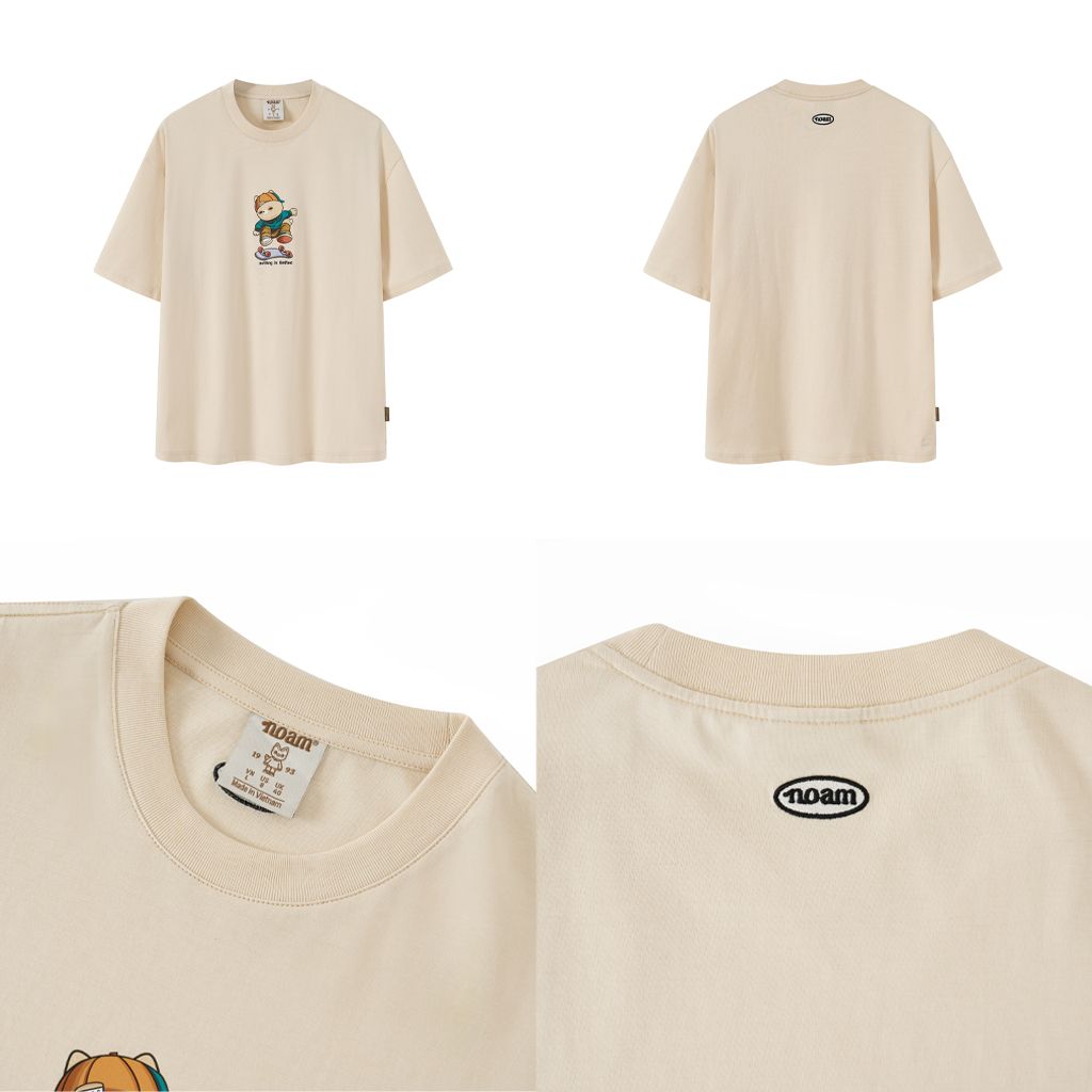 Ảnh Áo thun Form rộng NOAM Nafox Kickflip Unisex 100% Cotton - Màu đen/trắng/be 3