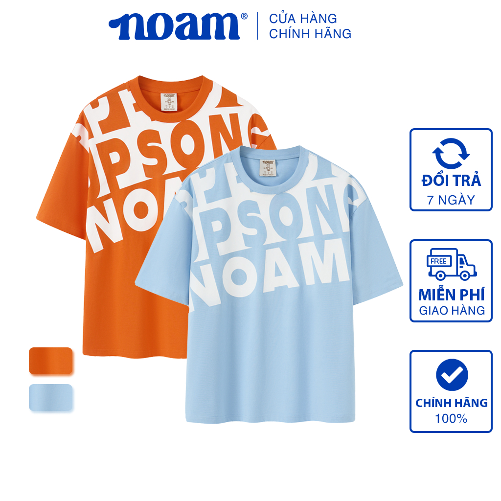 Ảnh Áo thun Form rộng NOAM Speed Up Song Unisex Cotton 260GSM - Màu xanh/ cam 1
