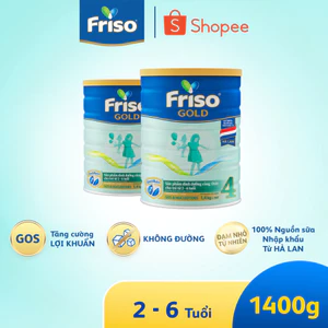 Combo 2 Lon Sữa Bột Friso Gold 4 1400g (Dành Cho Trẻ Từ 2 - 6 Tuổi)