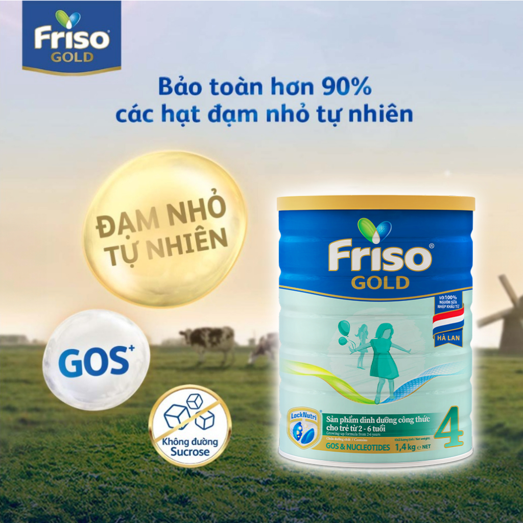 Combo 2 Lon Sữa Bột Friso Gold 4 1400g (Dành Cho Trẻ Từ 2 - 6 Tuổi)