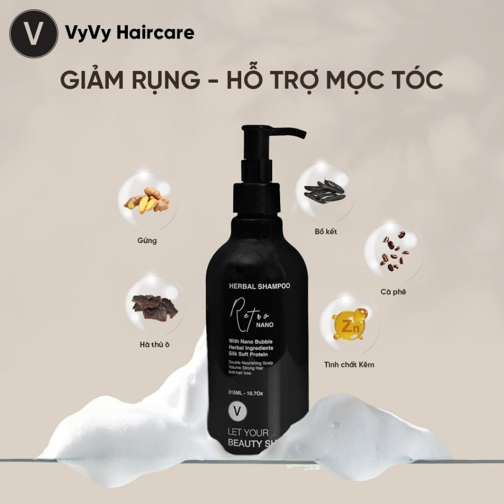 Ảnh Dầu gội thảo dược Retro Nano ngăn bết tóc tơi phồng căng đanh tóc vyvyhaircare V 100ml / 315ml 2