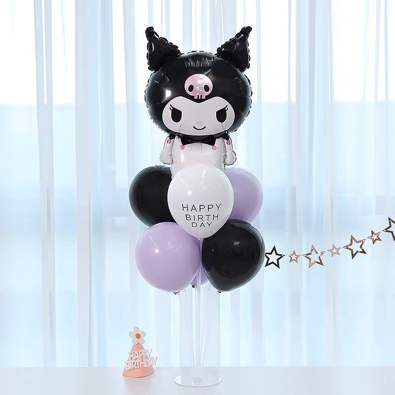 Product image [KÈM QUÀ TẶNG-GIAO HỎA TỐC]Set bóng trang trí sinh nhật chủ đề hoạt hình Kuromi Sanrio đủ mẫu cho bé Trụ kèm bóng Kuromi