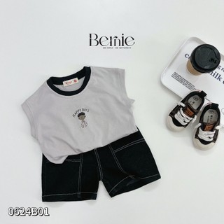Bộ ba lỗ cánh rơi phối quần giả bò bé trai, set bộ thun tanktop quần giả bò cá tính cho bé