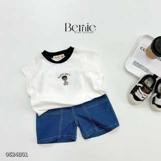 Bộ ba lỗ cánh rơi phối quần giả bò bé trai, set bộ thun tanktop quần giả bò cá tính cho bé