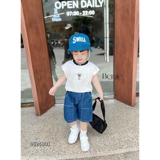 Bộ ba lỗ cánh rơi phối quần giả bò bé trai, set bộ thun tanktop quần giả bò cá tính cho bé