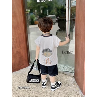 Bộ ba lỗ cánh rơi phối quần giả bò bé trai, set bộ thun tanktop quần giả bò cá tính cho bé
