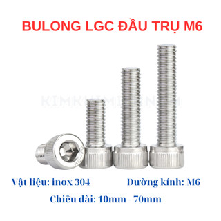 Set 10 cái M6 Bulong lục giác chìm đầu trụ INOX 304 M6 10mm - 70mm