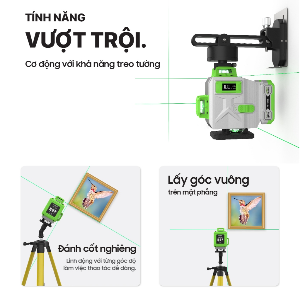 [Chính Hãng] Máy Cân Bằng Laser Akuza-GLS 4D PRO 16 tia xanh,Máy bắn cốt Laze Cao Cấp