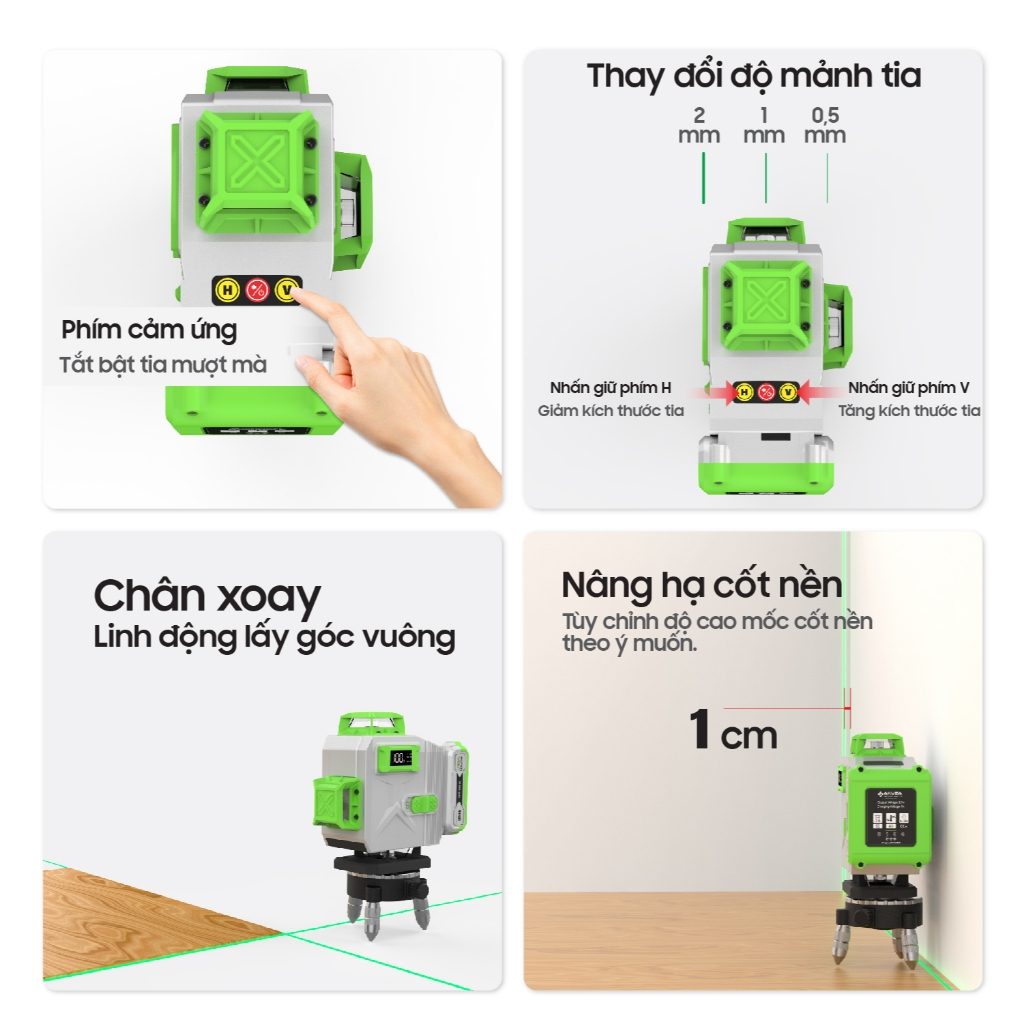 [Chính Hãng] Máy Cân Bằng Laser Akuza-GLS 4D PRO 16 tia xanh,Máy bắn cốt Laze Cao Cấp