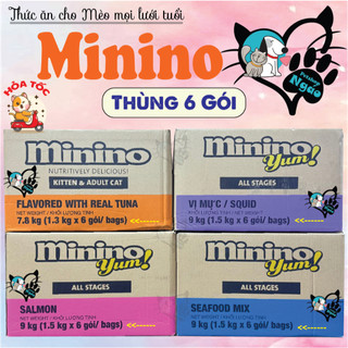 [Thùng 6 Gói] Thức Ăn Hạt Minino / Minino Yum Cho Mèo Mọi Lứa Tuổi (Cá Ngừ - Hải Sản - Cá Hồi)