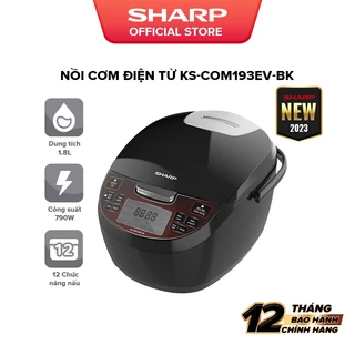 Nồi Cơm Điện Tử Sharp KS-COM193EV-BK/GL 1.8L [12 Chức năng nấu, Màn LCD, Lòng nồi 3 lớp ]