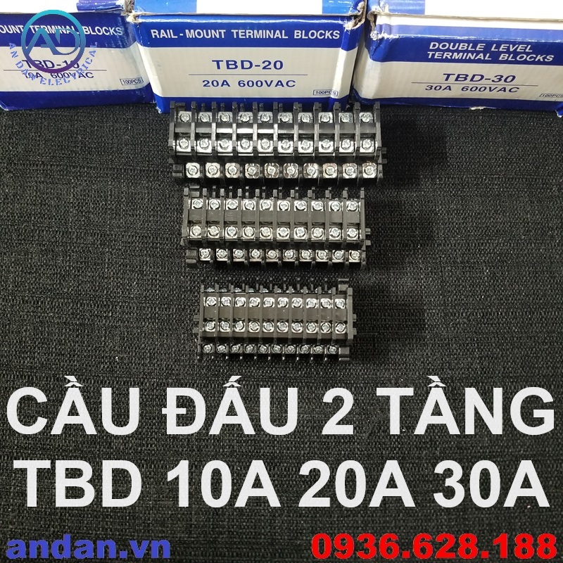 Cầu đấu 2 tầng TBD 10A- 20A - 30A (mắt rời), Connector Terminal Domino ...