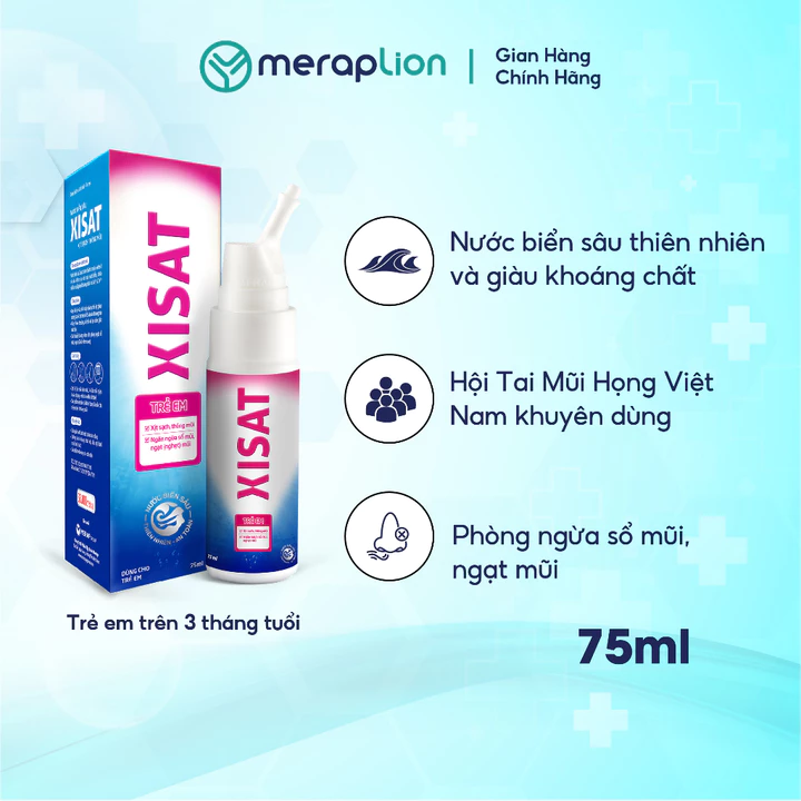 Xịt mũi nước biển sâu XISAT Trẻ em 75ml giúp vệ sinh mũi, phòng ngừa sổ mũi, ngạt mũi và viêm xoang - T302201018