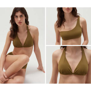 Áo bơi, áo bikini đi biển màu rêu, có sẵn đệm mút dáng quả ngang và quả tam giác hàng xuất khẩu OVS