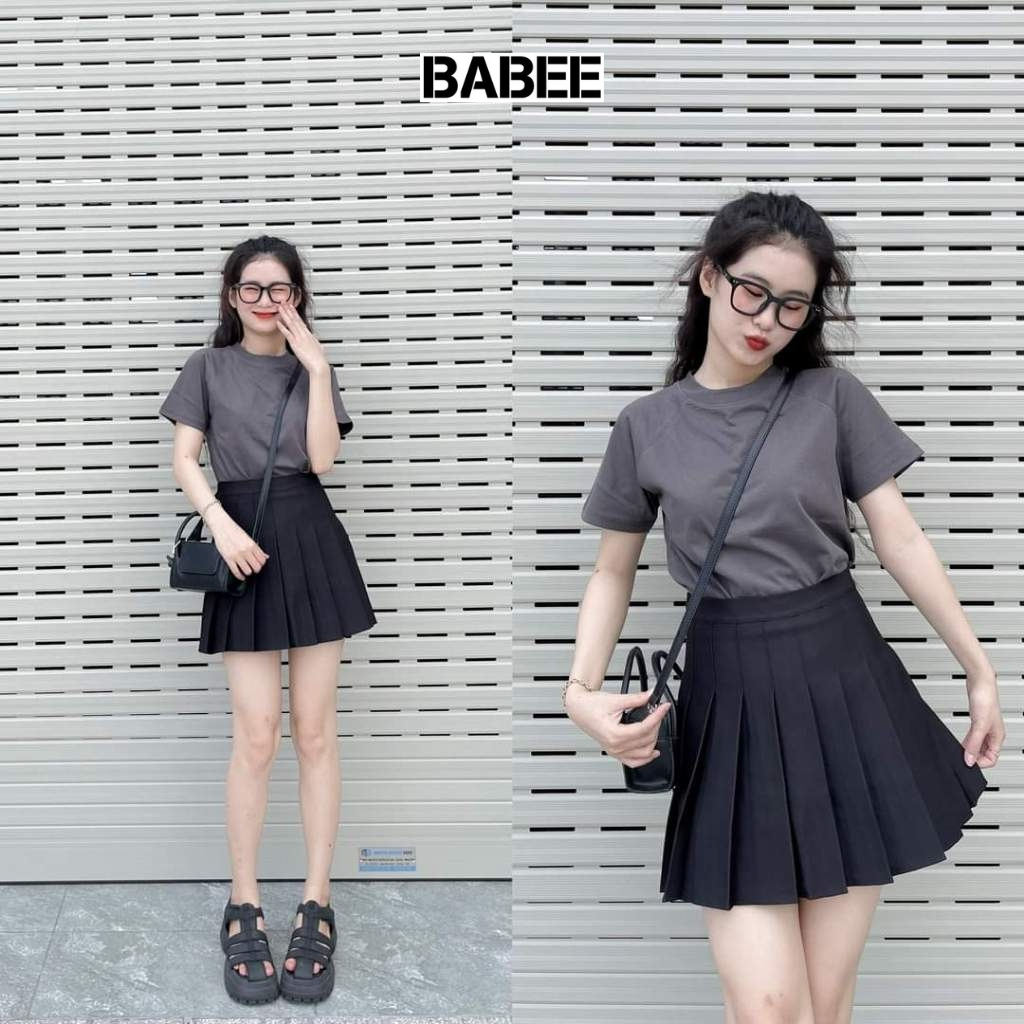 Áo Thun Nữ BABEE Babytee Trơn Cổ Tròn Ngắn Tay Dáng Vừa Chất Cotton Co Giãn Thoáng Mát Kiểu Basic