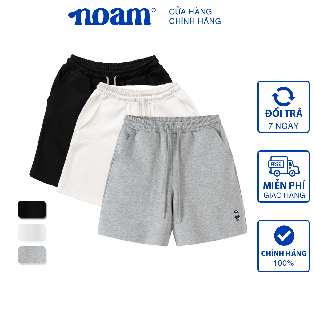 Ảnh Quần Short Unisex NOAM Original Fox Vải nỉ mềm mịn - Màu Đen/ Trắng/ Xám 1