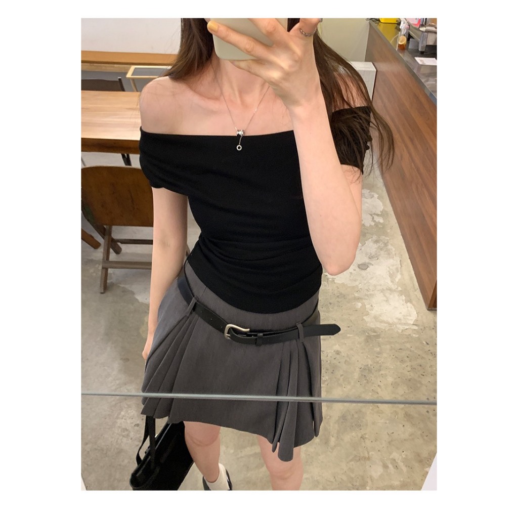 Áo Trễ Vai RANSHI Mặc Được Nhiều Kiểu Thiết Kế Ôm Body Phong Cách Tiểu Thư Dịu Dàng Chất Thun Cotton - RA231