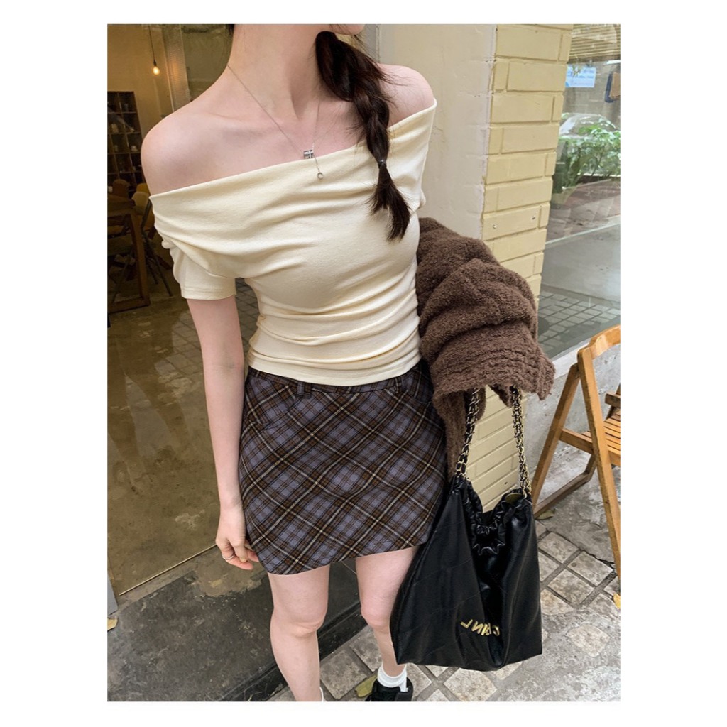 Áo Trễ Vai RANSHI Mặc Được Nhiều Kiểu Thiết Kế Ôm Body Phong Cách Tiểu Thư Dịu Dàng Chất Thun Cotton - RA231