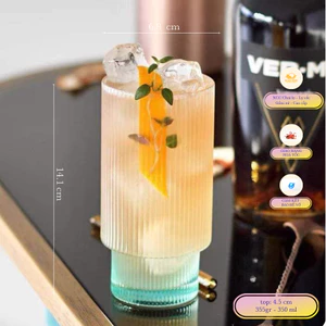 [Combo Giá Rẻ]  6 Ly Sọc 2 Tầng Cao Cấp Dung Tích 200ml; 350ml; 450ml, Cốc Thủy Tinh Chịu Nhiệt Uống Trà, Cafe, Sinh Tố
