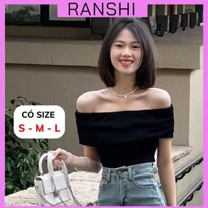 Áo Trễ Vai RANSHI Áo Kiểu Nữ Thiết Kế Ôm sát Body Che Bắp Tay Phong Cách Thanh Lịch Chất Tăm Lạnh - RA227