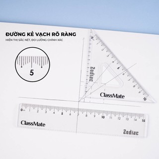 Bộ Thước Eke 4 Món Dùng Học Toán CLASSMATE In Nhiều Hình Chất Liệu Nhựa An Toàn Cho Học Sinh CL-RS113/114/115