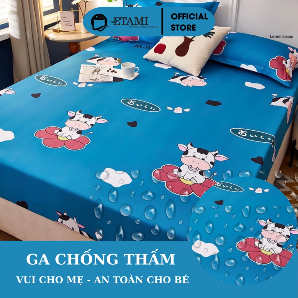 Ảnh Ga chống thấm cotton thun nano kháng khuẩn không nóng bí size 1m6/1m8/2m ETAMI 1