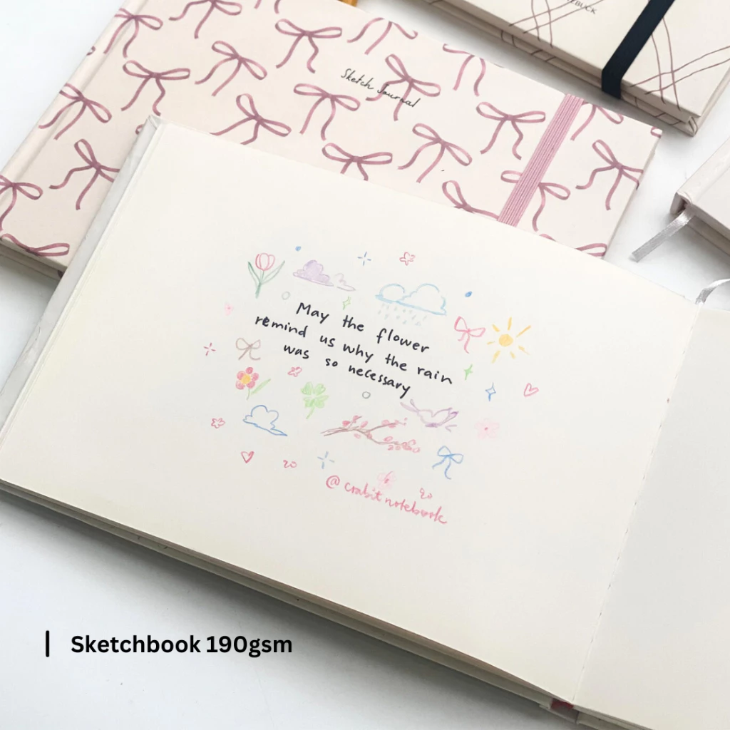 Sketchbook sổ vẽ phác thảo 190gsm khổ a4 a5 vuông Crabit Skectbook Ribbon Coquette