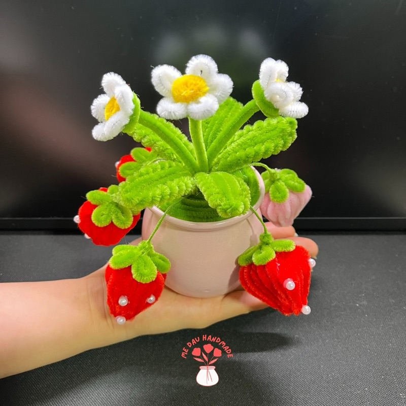 [Thành phẩm] Chậu (Lọ) Hoa Kẽm Nhung mini Thủ công Handmade Làm Quà tặng Decor Trang trí nhà, bàn học, bàn làm việc