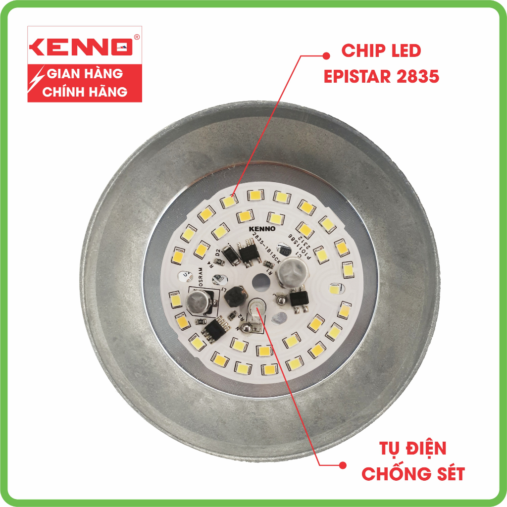 Đèn Âm Trần Chống Sét Vành Vàng Thẳng KENNO ACVT 7W, 9W, 12W Phi 90 Siêu Sáng, Tiết Kiệm Điện