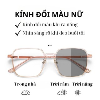 Gọng kính cận đổi màu mắt vuông không độ chống ánh sáng xanh và tia UV bảo vệ mắt cao cấp 519 Hanaso