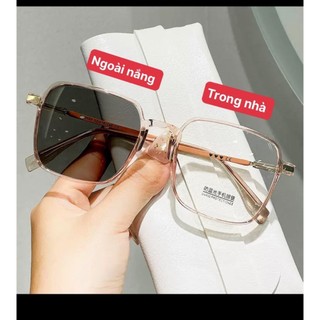 Gọng kính cận đổi màu mắt vuông không độ chống ánh sáng xanh và tia UV bảo vệ mắt cao cấp 519 Hanaso