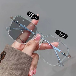 Gọng kính cận đổi màu mắt vuông không độ chống ánh sáng xanh và tia UV bảo vệ mắt cao cấp 519 Hanaso