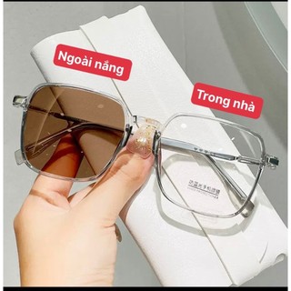 Gọng kính cận đổi màu mắt vuông không độ chống ánh sáng xanh và tia UV bảo vệ mắt cao cấp 519 Hanaso
