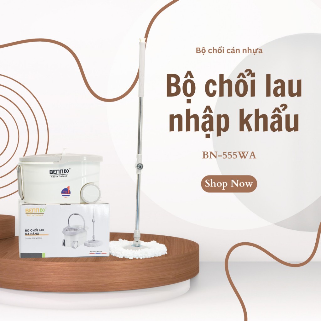 Bộ Chổi Lau Nhà 360 Độ Có Kèm Thùng Dễ Dàng Di Chuyển Bennix BN-555WA