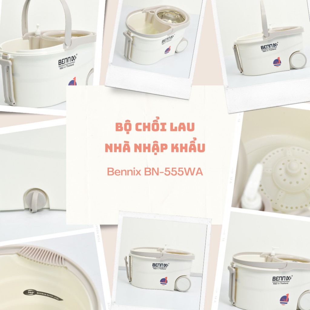 Bộ Chổi Lau Nhà 360 Độ Có Kèm Thùng Dễ Dàng Di Chuyển Bennix BN-555WA