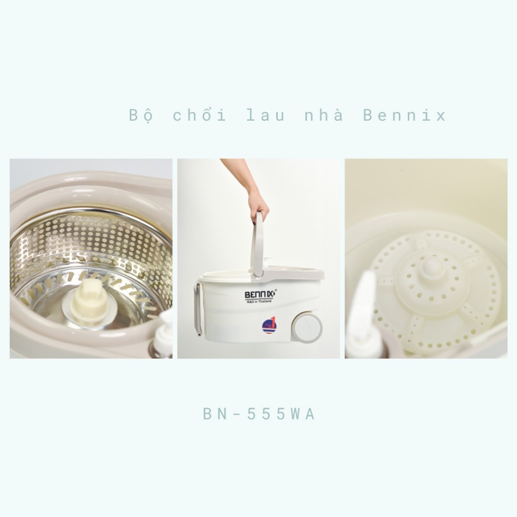 Bộ Chổi Lau Nhà 360 Độ Có Kèm Thùng Dễ Dàng Di Chuyển Bennix BN-555WA