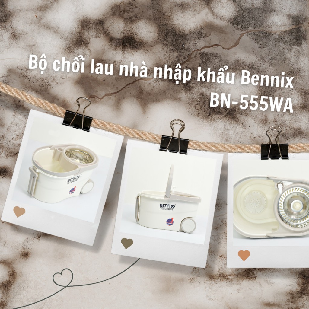 Bộ Chổi Lau Nhà 360 Độ Có Kèm Thùng Dễ Dàng Di Chuyển Bennix BN-555WA