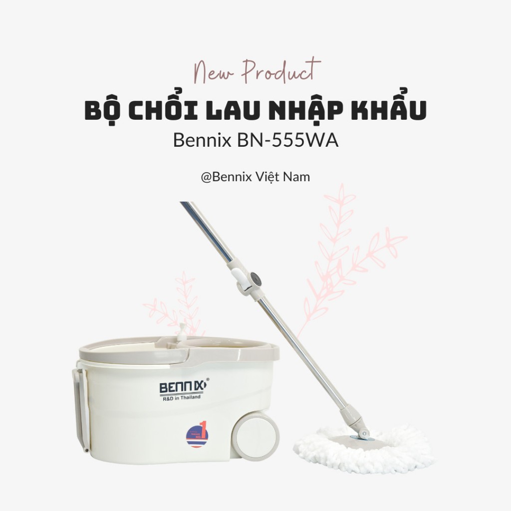 Bộ Chổi Lau Nhà 360 Độ Có Kèm Thùng Dễ Dàng Di Chuyển Bennix BN-555WA