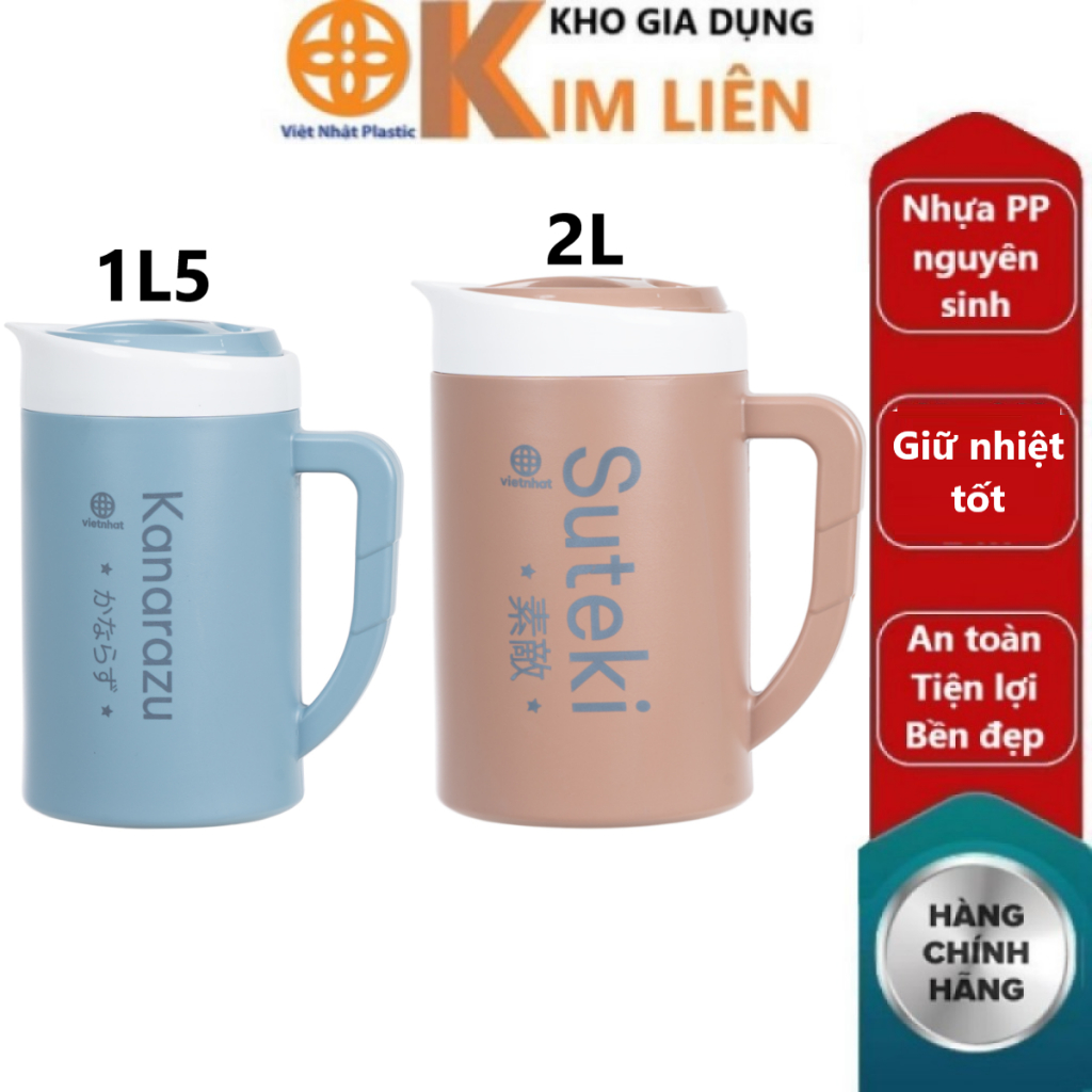Ca giữ nhiệt 1L5, 2L nhựa VIỆT NHẬT 6101+02 - Đựng nước nóng lạnh, ủ ...