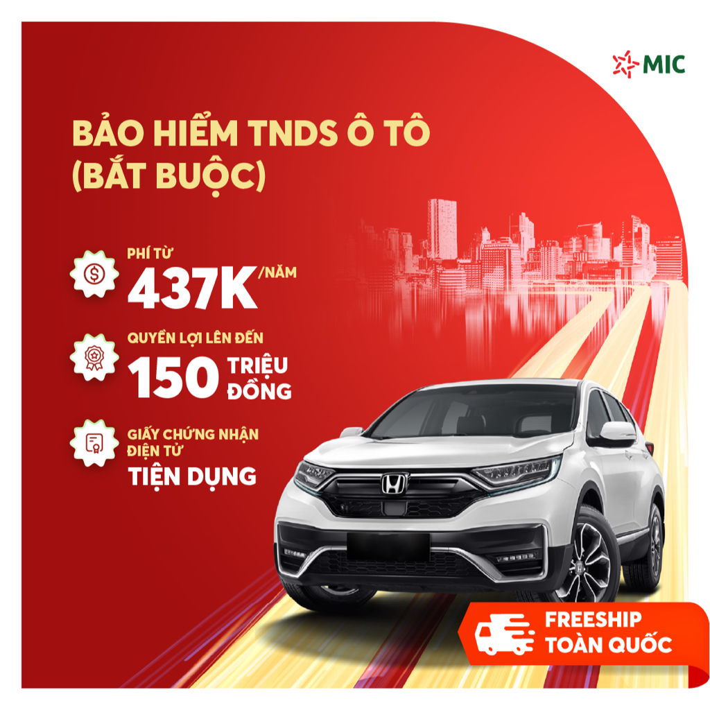 Toàn quốc [E-Voucher] Bảo hiểm TNDS ô tô MIC, xe 4 đến 8 chỗ ngồi, xe bán tải
