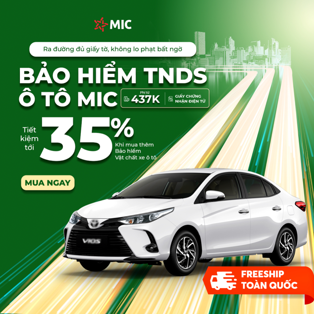 Toàn quốc [E-Voucher] Bảo hiểm ô tô MIC (bắt buộc) TNDS, 4 đến 8 chỗ ngồi, không kinh doanh