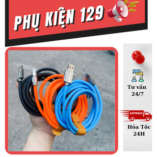 Dây cáp sạc nhanh điện thoại bọc silicon dày, lõi đồng, đầu sạc chắc chắn dài 1m 1.5m 2m cho mọi máy điện thại