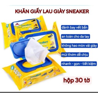 Khăn Giấy Lau Giày Sneaker Siêu Sạch Hộp 30 Tờ Siêu Hot Không Hoá Chất Làm Hại Da Tay, Vải Giày