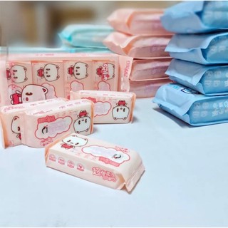 Set 8 Gói (64 tờ) Khăn Giấy Ướt Mini Dễ Thương Bỏ Túi Tiện Lợi, Khăn Giấy Ướt Đa Năng Không Mùi , An Toàn