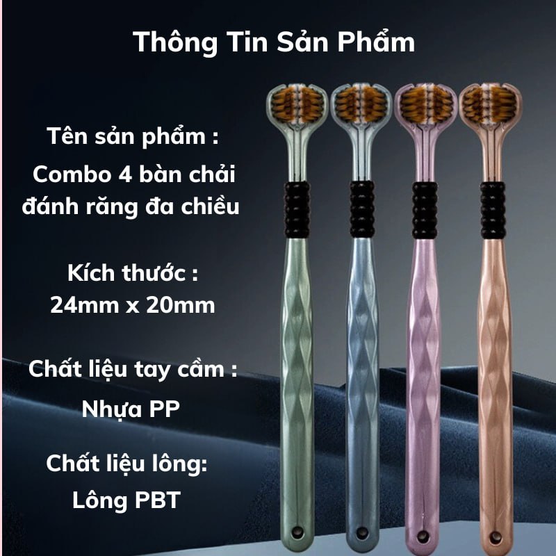 Combo 4 Bàn Chải Đa Chiều  - Bàn Chải Đánh Răng Lông Mềm Bảo Vệ Lợi 4 chiếc 4 màu (tuyển   )