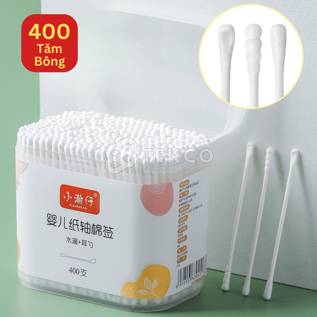 Hộp 400 Tăm Bông Ngoáy Tai 2 Đầu Vệ Sinh Tai, Mũi Kháng Khuẩn - Bông ...
