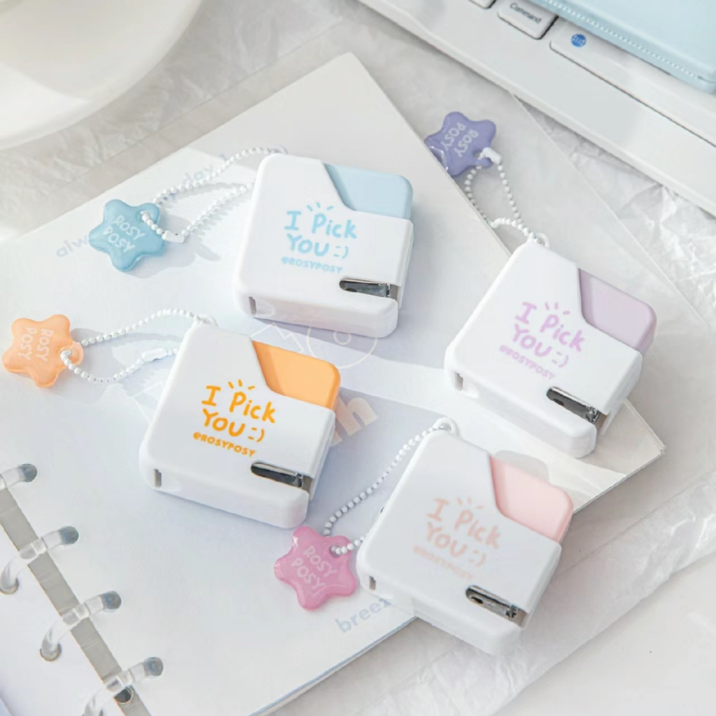 Bấm Ghim/ Kim Mini Stapler SUGAR CUBE Rosy Posy Tặng Kèm Keychain Cực ...